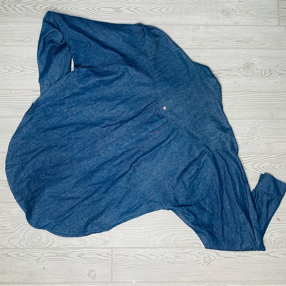 Iif vintage 80s tassel western blue jean button up long sleeve shirt petit - Picture 5 of 5